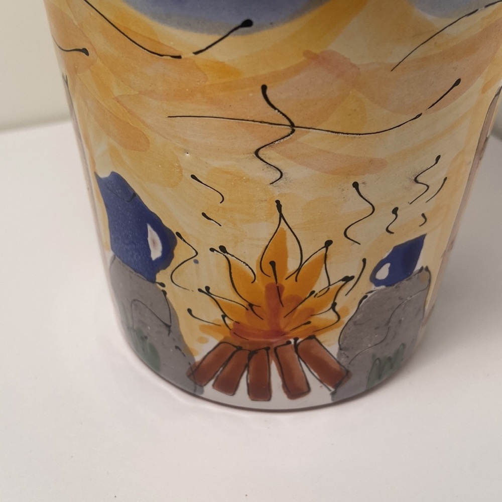Vintage Cowboy mug outdoor western scene Hand Painted art Mug Artist signed - Picture 16 of 16